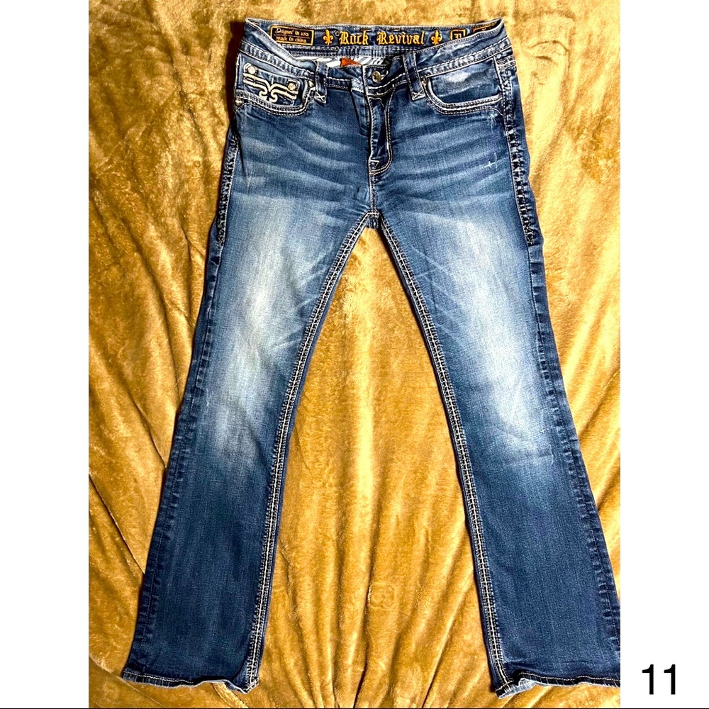 Size 12:Rock Revival Kai Bootcut Jeans-11